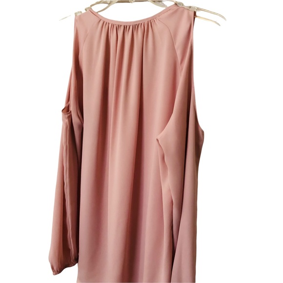 Amanda Uprichard Cold Shoulder Long Sleeve Tie Front Blouse Pastel Pink S - Picture 5 of 16
